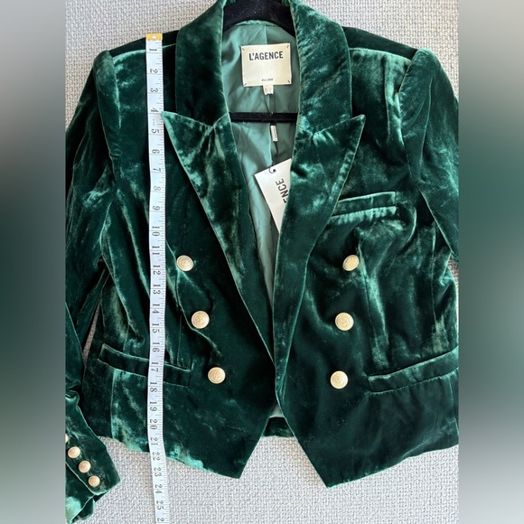L’Agence Forest Green Brook Velvet Crop Blazer – Size 8 - Picture 16 of 16